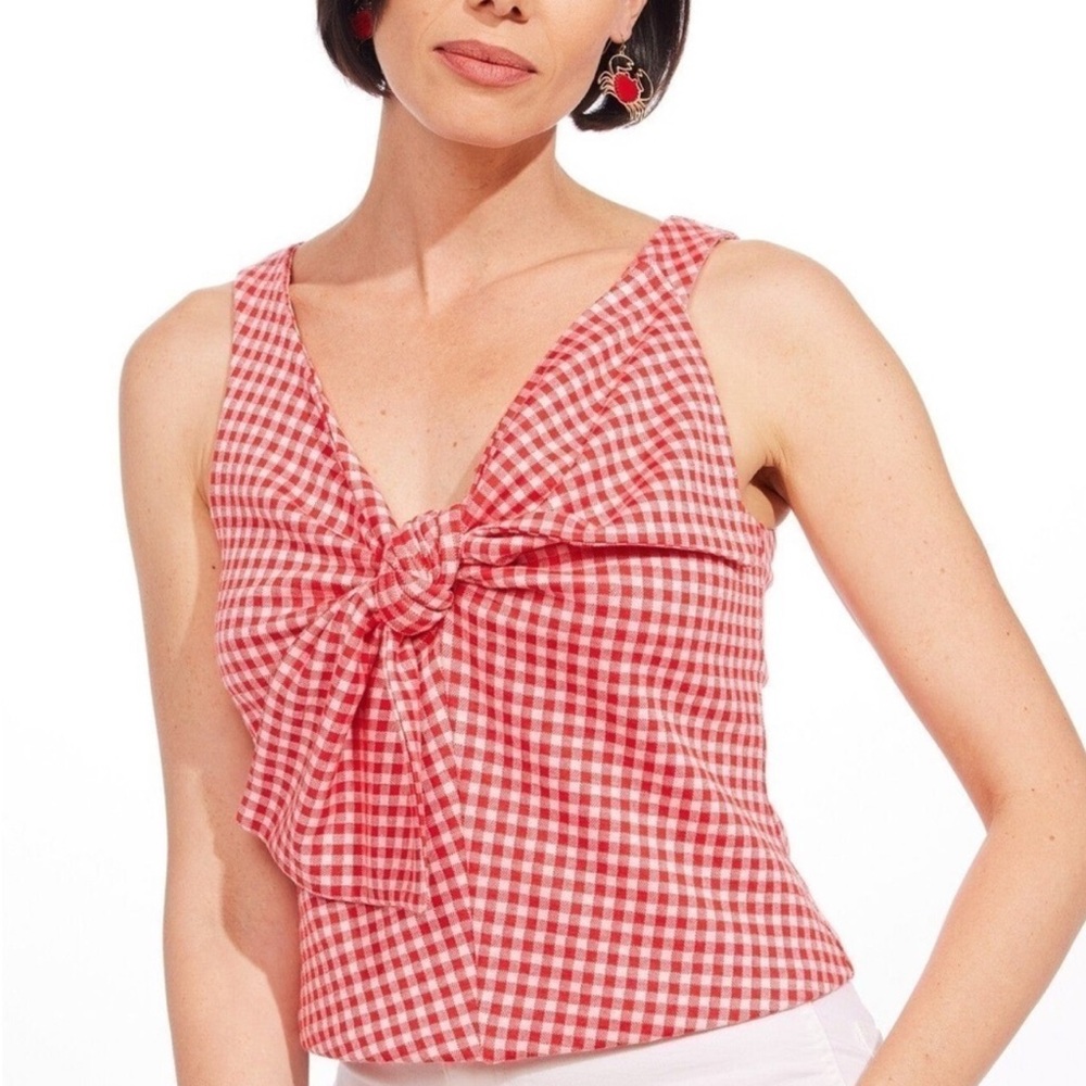 Eva Franco Red and White Tie Front Tank Top